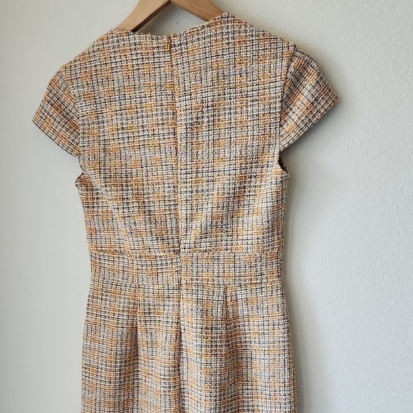 Grace Karin Tan and Cream Tweed Midi Dress Sz S NWT Cap Sleeve Pencil Dress NWT - Picture 8 of 15